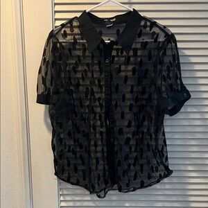 Hot Topic Black Sheer Coffin Pattern Women’s Shirt